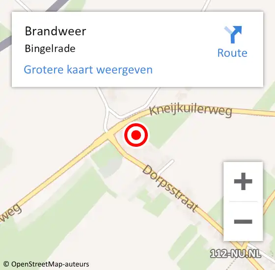 Locatie op kaart van de 112 melding: Brandweer Bingelrade op 16 augustus 2014 17:22
