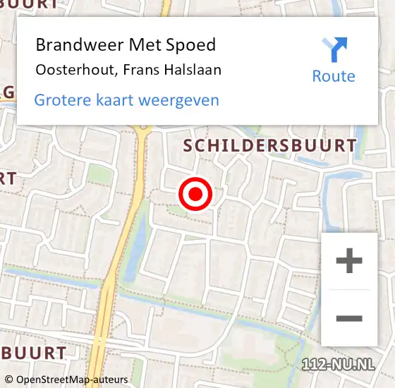 Locatie op kaart van de 112 melding: Brandweer Met Spoed Naar Oosterhout, Frans Halslaan op 23 februari 2023 17:27