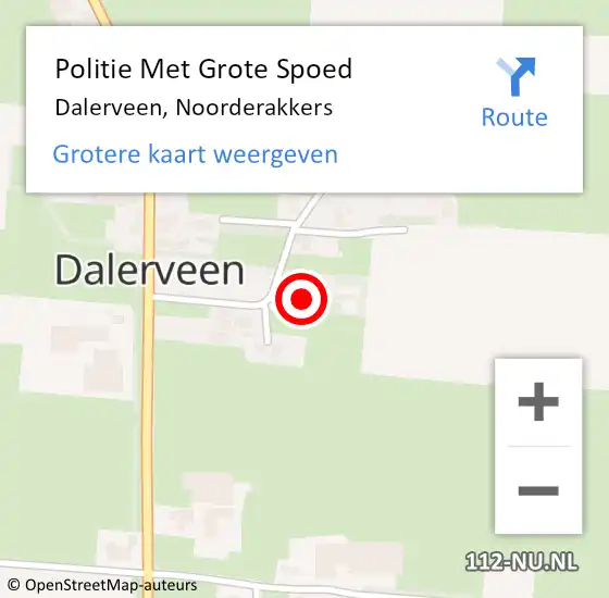Locatie op kaart van de 112 melding: Politie Met Grote Spoed Naar Dalerveen, Noorderakkers op 23 februari 2023 17:58