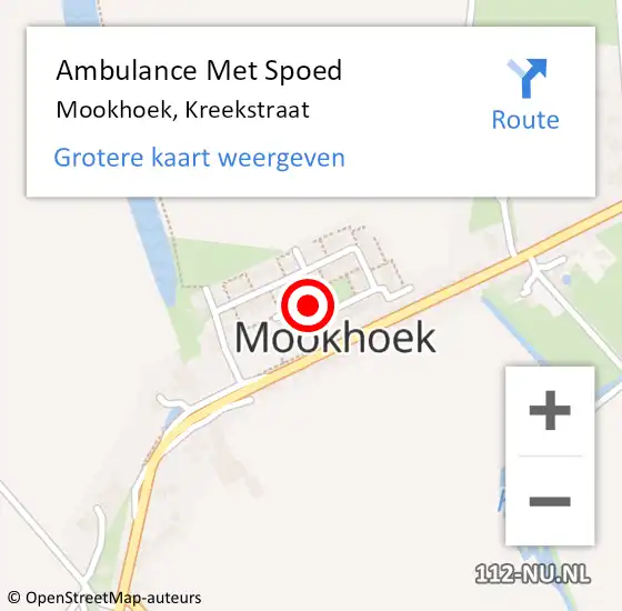Locatie op kaart van de 112 melding: Ambulance Met Spoed Naar Mookhoek, Kreekstraat op 23 februari 2023 20:46