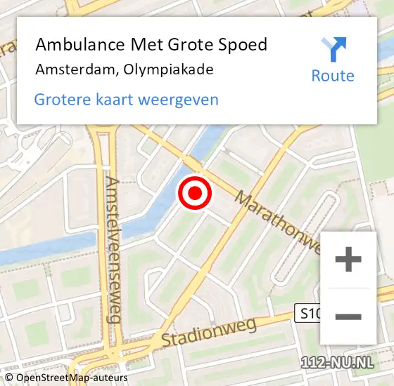 Locatie op kaart van de 112 melding: Ambulance Met Grote Spoed Naar Amsterdam, Olympiakade op 24 februari 2023 01:01