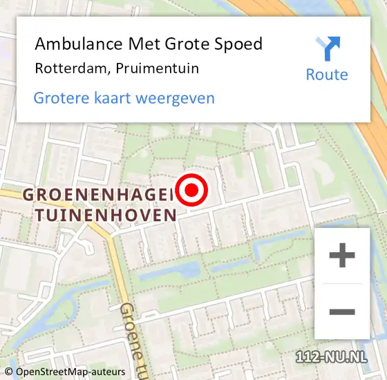 Locatie op kaart van de 112 melding: Ambulance Met Grote Spoed Naar Rotterdam, Pruimentuin op 24 februari 2023 02:58