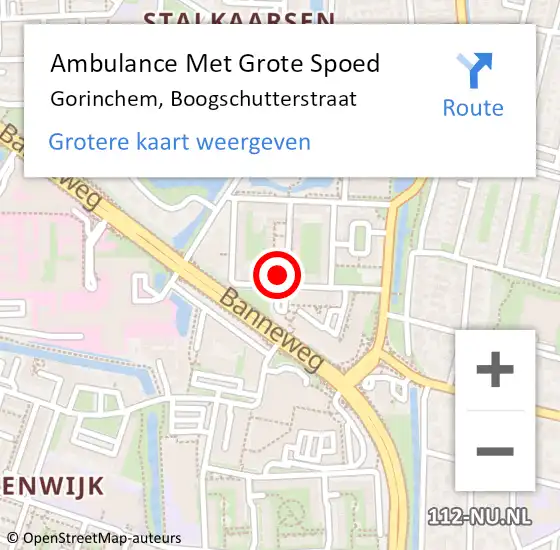 Locatie op kaart van de 112 melding: Ambulance Met Grote Spoed Naar Gorinchem, Boogschutterstraat op 24 februari 2023 03:49