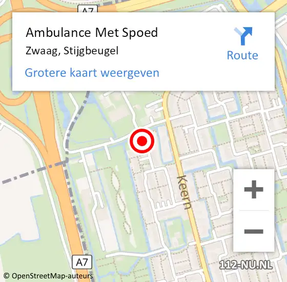 Locatie op kaart van de 112 melding: Ambulance Met Spoed Naar Zwaag, Stijgbeugel op 24 februari 2023 06:34