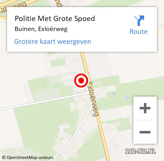 Locatie op kaart van de 112 melding: Politie Met Grote Spoed Naar Buinen, Exloërweg op 24 februari 2023 10:04