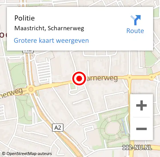 Locatie op kaart van de 112 melding: Politie Maastricht, Scharnerweg op 24 februari 2023 10:05