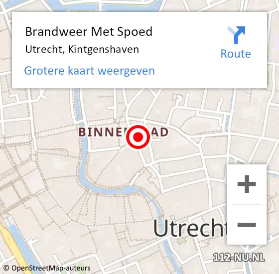 Locatie op kaart van de 112 melding: Brandweer Met Spoed Naar Utrecht, Kintgenshaven op 24 februari 2023 11:46