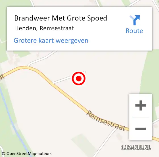 Locatie op kaart van de 112 melding: Brandweer Met Grote Spoed Naar Lienden, Remsestraat op 24 februari 2023 11:51