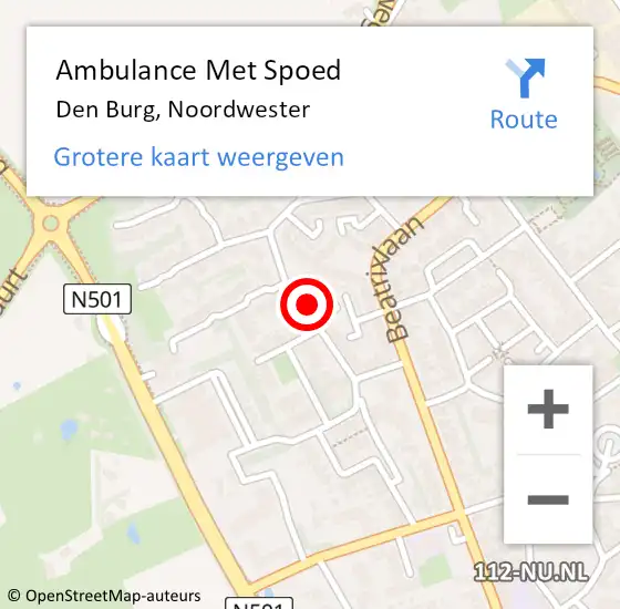 Locatie op kaart van de 112 melding: Ambulance Met Spoed Naar Den Burg, Noordwester op 24 februari 2023 14:07