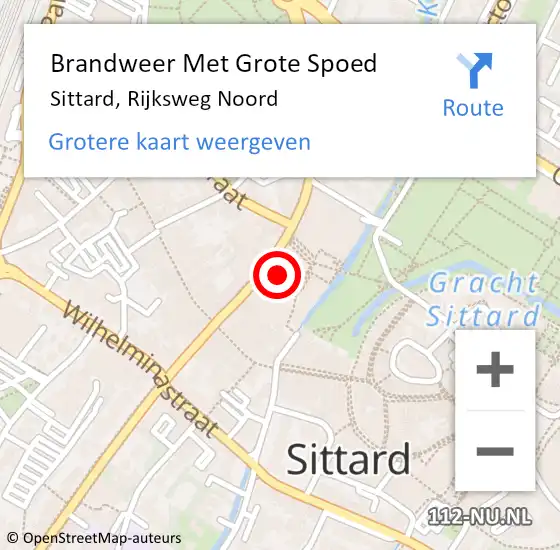 Locatie op kaart van de 112 melding: Brandweer Met Grote Spoed Naar Sittard, Rijksweg Noord op 24 februari 2023 14:24