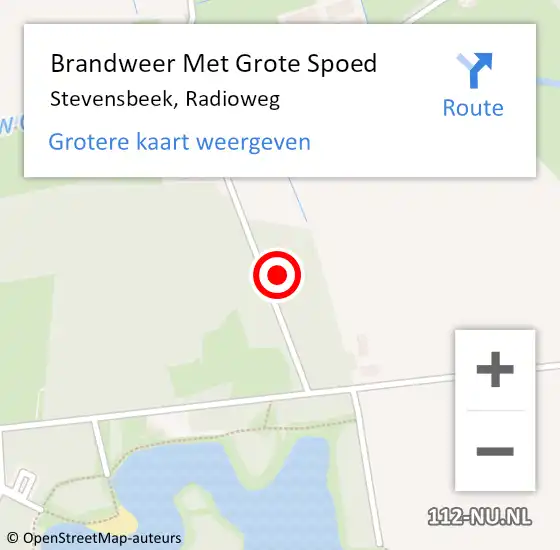 Locatie op kaart van de 112 melding: Brandweer Met Grote Spoed Naar Stevensbeek, Radioweg op 24 februari 2023 14:26