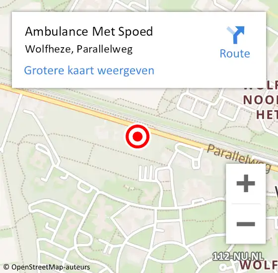 Locatie op kaart van de 112 melding: Ambulance Met Spoed Naar Wolfheze, Parallelweg op 24 februari 2023 15:02