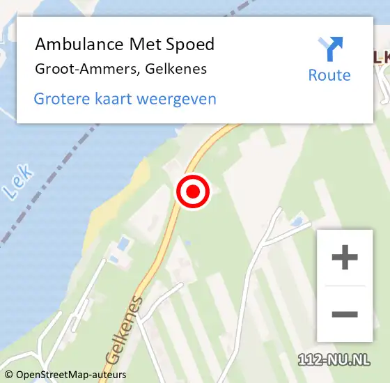 Locatie op kaart van de 112 melding: Ambulance Met Spoed Naar Groot-Ammers, Gelkenes op 24 februari 2023 16:09