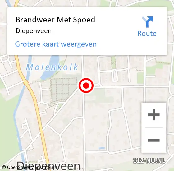 Locatie op kaart van de 112 melding: Brandweer Met Spoed Naar Diepenveen op 24 februari 2023 18:18