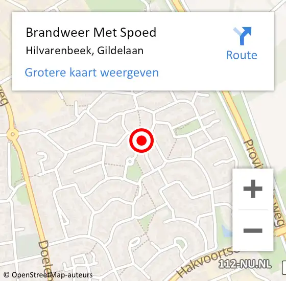 Locatie op kaart van de 112 melding: Brandweer Met Spoed Naar Hilvarenbeek, Gildelaan op 24 februari 2023 18:24