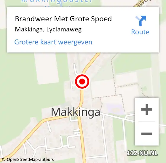 Locatie op kaart van de 112 melding: Brandweer Met Grote Spoed Naar Makkinga, Lyclamaweg op 25 februari 2023 04:04
