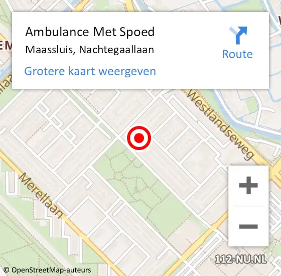 Locatie op kaart van de 112 melding: Ambulance Met Spoed Naar Maassluis, Nachtegaallaan op 25 februari 2023 05:12