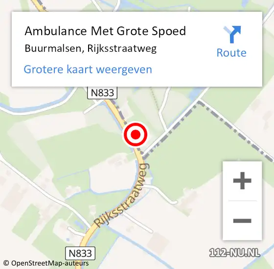 Locatie op kaart van de 112 melding: Ambulance Met Grote Spoed Naar Buurmalsen, Rijksstraatweg op 25 februari 2023 07:37