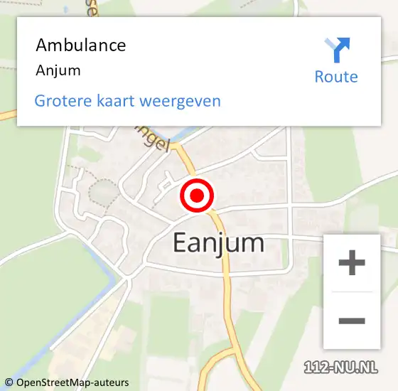 Locatie op kaart van de 112 melding: Ambulance Anjum op 25 februari 2023 07:49