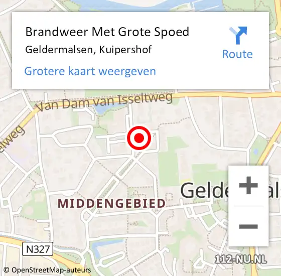 Locatie op kaart van de 112 melding: Brandweer Met Grote Spoed Naar Geldermalsen, Kuipershof op 25 februari 2023 08:19