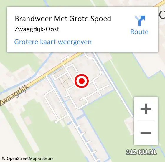 Locatie op kaart van de 112 melding: Brandweer Met Grote Spoed Naar Zwaagdijk-Oost op 25 februari 2023 08:33
