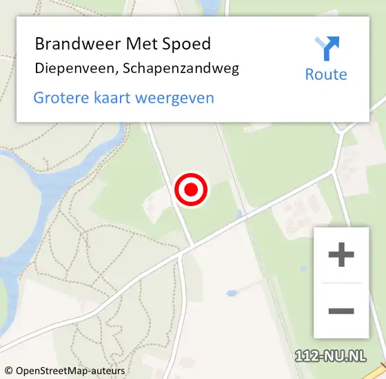 Locatie op kaart van de 112 melding: Brandweer Met Spoed Naar Diepenveen, Schapenzandweg op 25 februari 2023 09:24