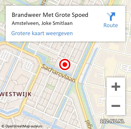 Locatie op kaart van de 112 melding: Brandweer Met Grote Spoed Naar Amstelveen, Joke Smitlaan op 25 februari 2023 09:57