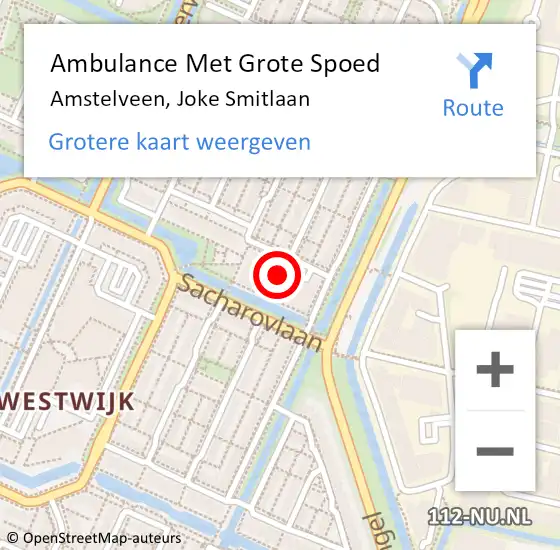 Locatie op kaart van de 112 melding: Ambulance Met Grote Spoed Naar Amstelveen, Joke Smitlaan op 25 februari 2023 09:57