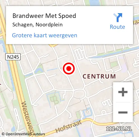 Locatie op kaart van de 112 melding: Brandweer Met Spoed Naar Schagen, Noordplein op 25 februari 2023 15:13