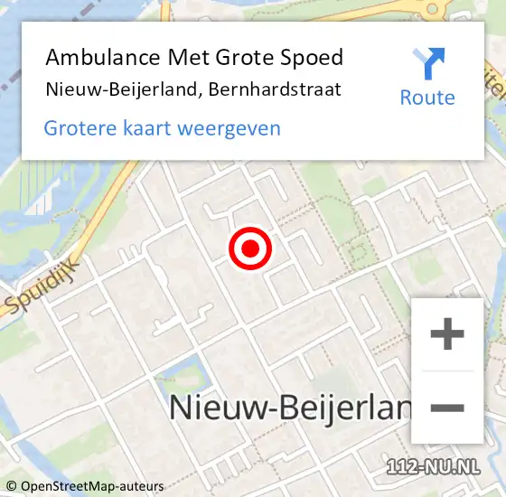 Locatie op kaart van de 112 melding: Ambulance Met Grote Spoed Naar Nieuw-Beijerland, Bernhardstraat op 25 februari 2023 16:17
