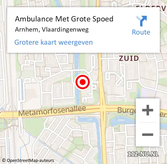 Locatie op kaart van de 112 melding: Ambulance Met Grote Spoed Naar Arnhem, Vlaardingenweg op 25 februari 2023 16:36