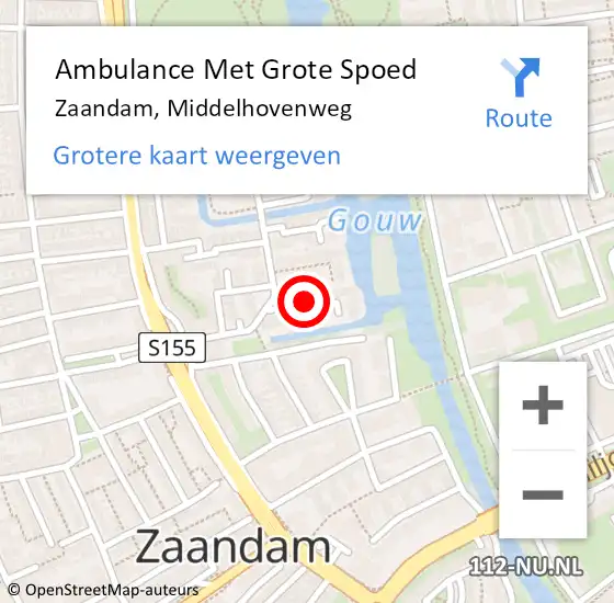 Locatie op kaart van de 112 melding: Ambulance Met Grote Spoed Naar Zaandam, Middelhovenweg op 25 februari 2023 17:47