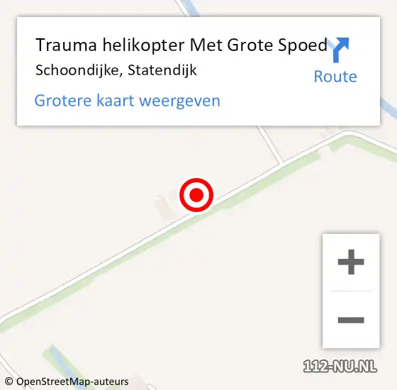 Locatie op kaart van de 112 melding: Trauma helikopter Met Grote Spoed Naar Schoondijke, Statendijk op 25 februari 2023 18:17