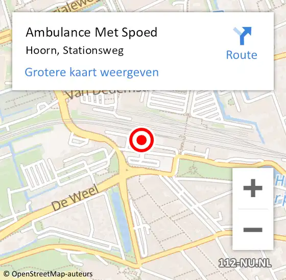 Locatie op kaart van de 112 melding: Ambulance Met Spoed Naar Hoorn, Stationsweg op 25 februari 2023 19:18