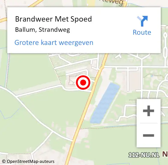 Locatie op kaart van de 112 melding: Brandweer Met Spoed Naar Ballum, Strandweg op 25 februari 2023 19:21