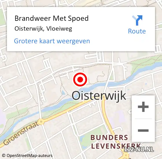 Locatie op kaart van de 112 melding: Brandweer Met Spoed Naar Oisterwijk, Vloeiweg op 25 februari 2023 20:04