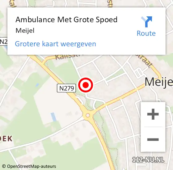 Locatie op kaart van de 112 melding: Ambulance Met Grote Spoed Naar Meijel op 25 februari 2023 21:37