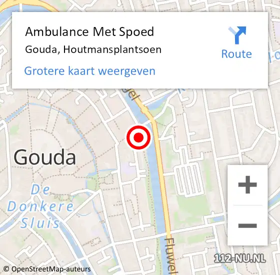 Locatie op kaart van de 112 melding: Ambulance Met Spoed Naar Gouda, Houtmansplantsoen op 25 februari 2023 21:58