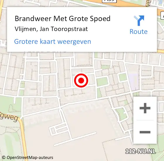 Locatie op kaart van de 112 melding: Brandweer Met Grote Spoed Naar Vlijmen, Jan Tooropstraat op 25 februari 2023 22:26