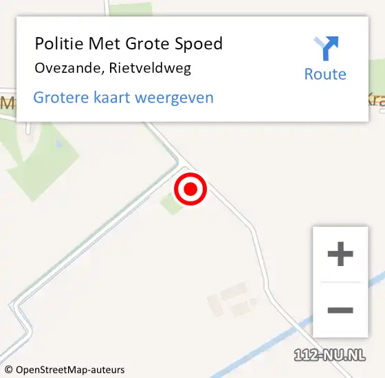 Locatie op kaart van de 112 melding: Politie Met Grote Spoed Naar Ovezande, Rietveldweg op 25 februari 2023 22:31