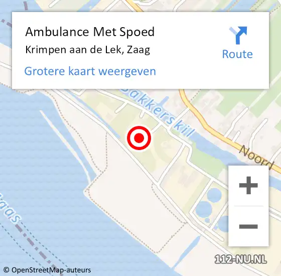 Locatie op kaart van de 112 melding: Ambulance Met Spoed Naar Krimpen aan de Lek, Zaag op 25 februari 2023 23:21