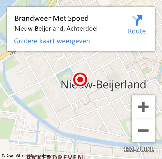 Locatie op kaart van de 112 melding: Brandweer Met Spoed Naar Nieuw-Beijerland, Achterdoel op 26 februari 2023 01:46