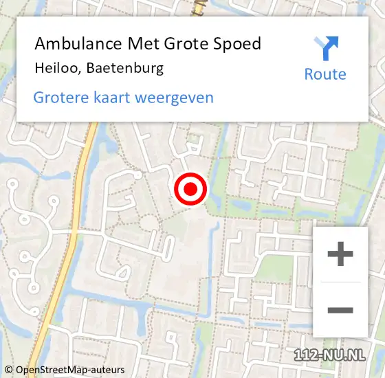 Locatie op kaart van de 112 melding: Ambulance Met Grote Spoed Naar Heiloo, Baetenburg op 26 februari 2023 03:25