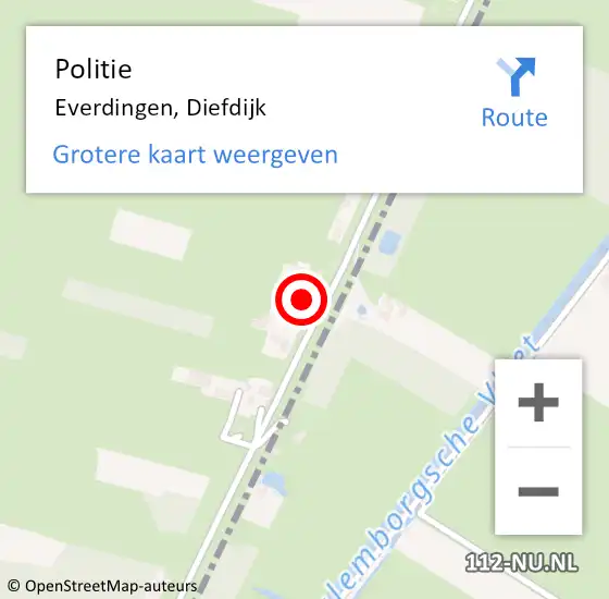 Locatie op kaart van de 112 melding: Politie Everdingen, Diefdijk op 26 februari 2023 03:26