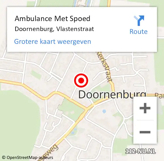 Locatie op kaart van de 112 melding: Ambulance Met Spoed Naar Doornenburg, Vlastenstraat op 26 februari 2023 09:20