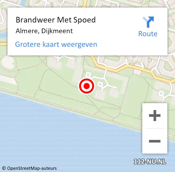 Locatie op kaart van de 112 melding: Brandweer Met Spoed Naar Almere, Dijkmeent op 26 februari 2023 09:42