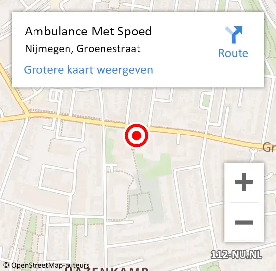 Locatie op kaart van de 112 melding: Ambulance Met Spoed Naar Nijmegen, Groenestraat op 26 februari 2023 10:14
