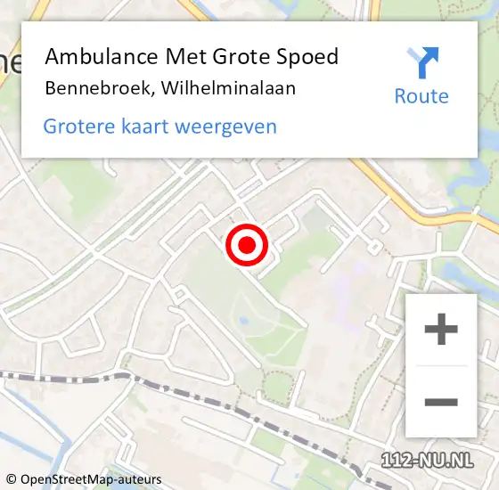 Locatie op kaart van de 112 melding: Ambulance Met Grote Spoed Naar Bennebroek, Wilhelminalaan op 26 februari 2023 11:22