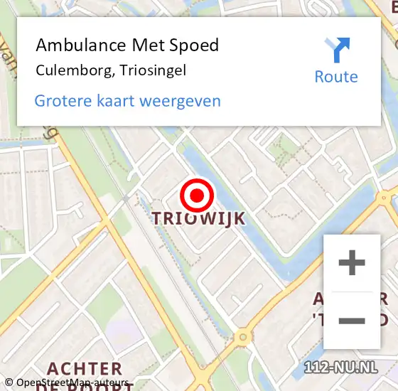 Locatie op kaart van de 112 melding: Ambulance Met Spoed Naar Culemborg, Triosingel op 26 februari 2023 14:18