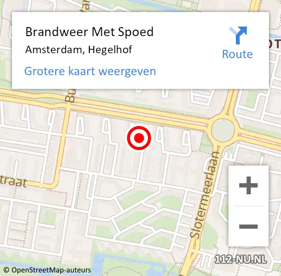 Locatie op kaart van de 112 melding: Brandweer Met Spoed Naar Amsterdam, Hegelhof op 26 februari 2023 15:33